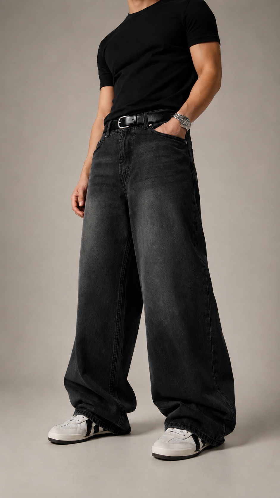Blackout Washed Baggy Jeans