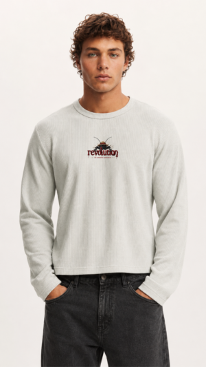 REVOLUTION™ — Cockroach Ribbed Crop Tee off-white