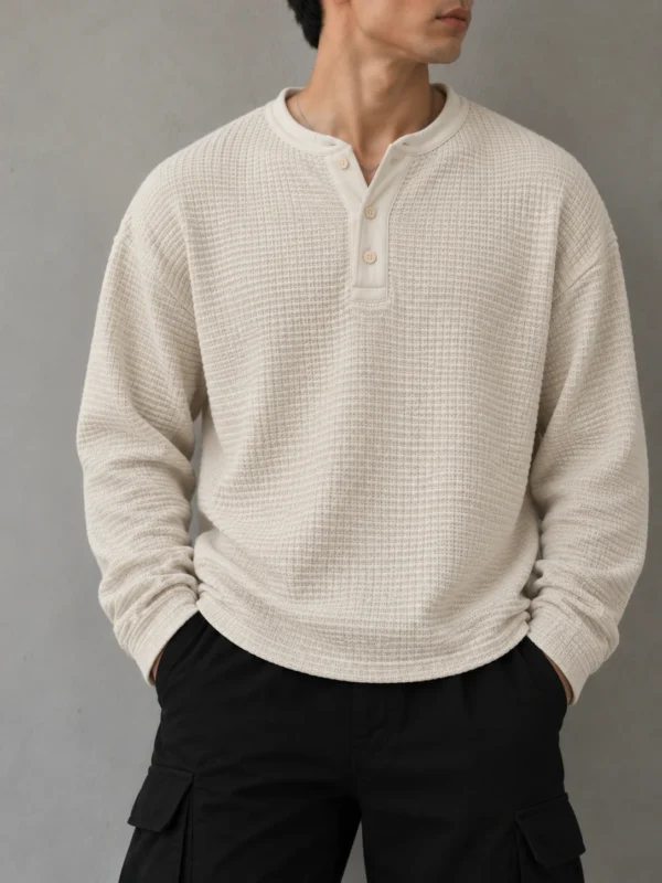 ZEDSON Drift Waffle Henley — White