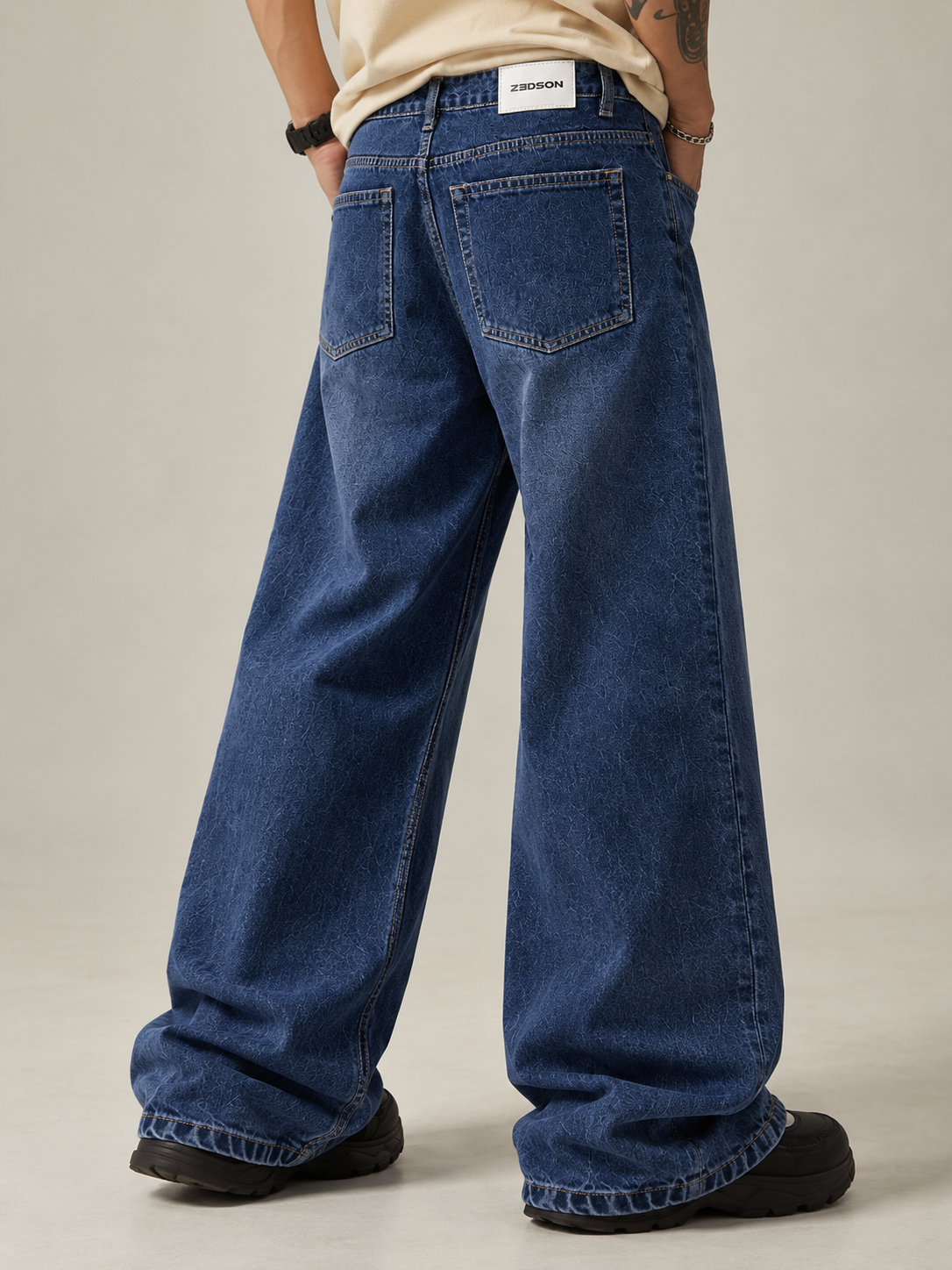 Acid Blue Wide-Fit Denim Jeans - Image 3