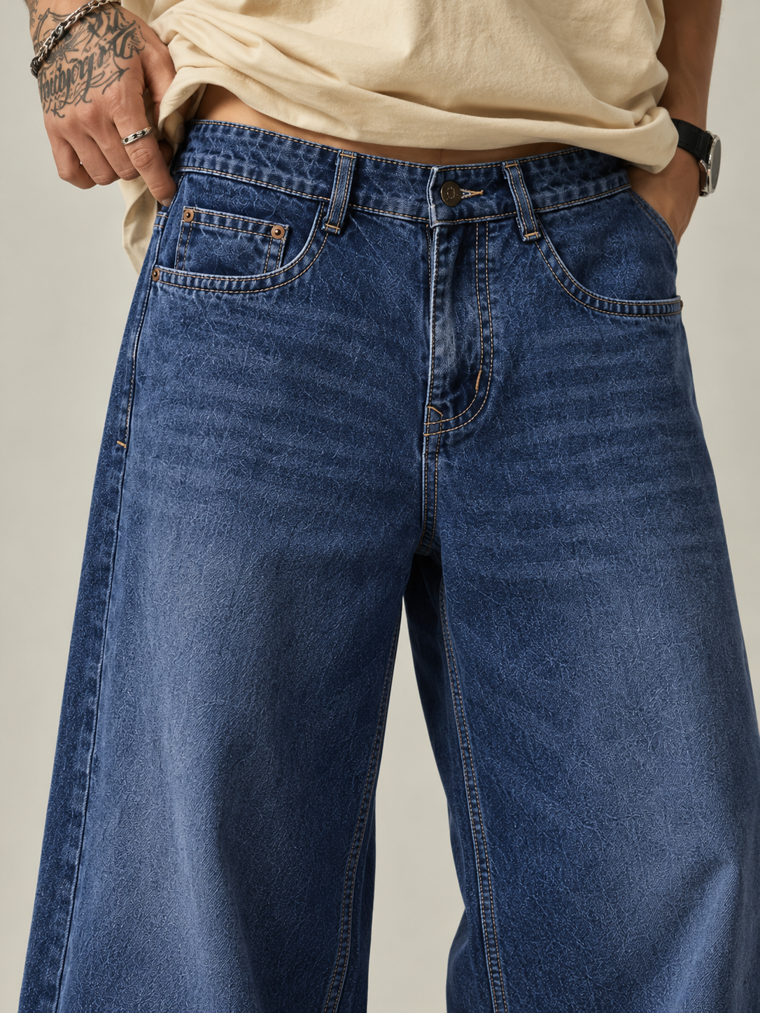 Acid Blue Wide-Fit Denim Jeans - Image 4